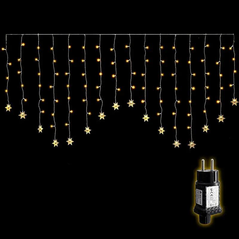 Salcar 2 x 1 m LED Schneeflocke Lichtervorhang, 16 Strängen, 104 LEDs, 31V GS-zertifizierte Stromversorgung Sekey