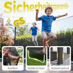 Sekey Trampolin Ø 366 cm für Garten – TÜV/GS-zertifiziertes Outdoor Trampolin mit Sicherheitsnetz, W-Beinen & Leiter – wetterfest & kindersicher, bis 150 kg belastbar Sekey
