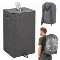 Sekey Pfandflaschen Sammelbehälter 100L mit Rucksack-Innenbeutel, Flaschenkorb für Leergut & Dosen, Faltbarer Pfandflaschenkorb mit Einwurföffnung, Flaschensammler für Küche, Keller & Recycling