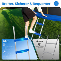Sekey Trampolin Ø 366 cm für Garten – TÜV/GS-zertifiziertes Outdoor Trampolin mit Sicherheitsnetz, W-Beinen & Leiter – wetterfest & kindersicher, bis 150 kg belastbar Sekey