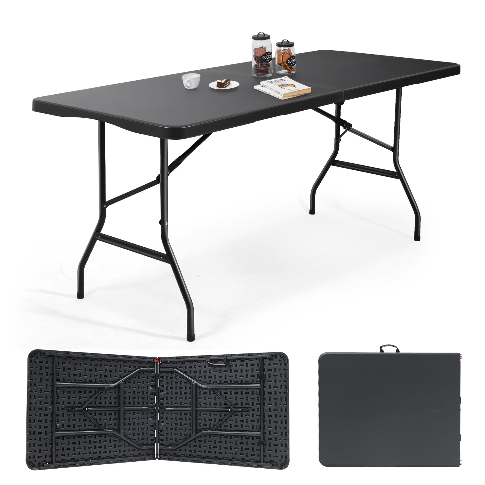 Sekey Klapptisch Gartentisch klappbar – Rattan-Optik/Glatt, wetterfest & tragbar, ideal für Balkon, Garten & Party Sekey