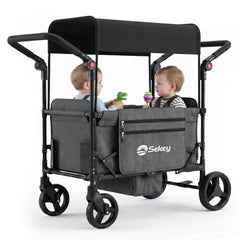 Sekey Bollerwagen faltbar mit Dach für 1–2 Kinder – Kinderwagen mit XXL-Rädern, 5-Punkt-Gurt & flexibler Sitz-/Liegefläche, bis 110 kg, Serie 9090