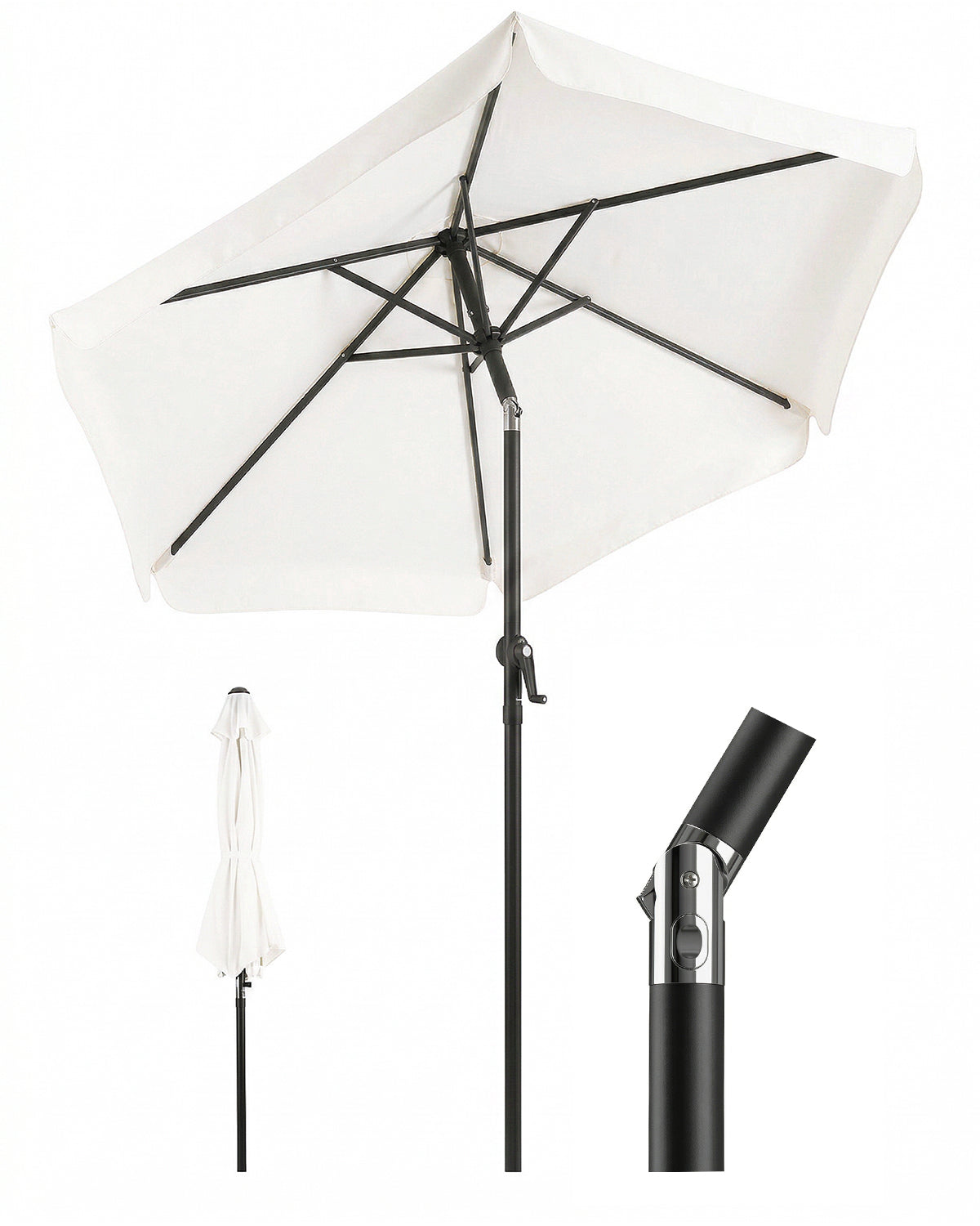 Sekey Sonnenschirm Ø200 cm rund mit Kurbel & Knickfunktion – Balkon Sonnenschirm UV50+, wetterfest & stabil für Terrasse, Garten & Camping