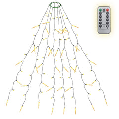 SALCAR LED Christmas Tree String Lights with Sparkling Icicles – Warm &amp; Cool White, 11 Modes, Timer &amp; Remote Control, IP44 Waterproof for Indoor &amp; Outdoor Use