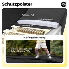 Sekey Trampolin Ø 305 cm für den Garten – TÜV/GS-zertifiziertes Outdoor Trampolin mit Sicherheitsnetz, W-Beinen & Leiter – bis 150 kg belastbar, wetterfest & kindersicher Sekey