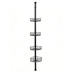 Sekey Duschregal Ohne Bohren – Höhenverstellbares Teleskop-Duschregal 79–315 cm mit 4 festen Körben, Eck-Design & stabiler Stand für Badezimmer