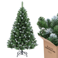 SALCAR Artificial Christmas Tree with Snow – 120/150/180/210 cm Christmas Tree, Deceptively Realistic, with Metal Stand, PVC Christmas Tree for Indoor &amp; Outdoor Use