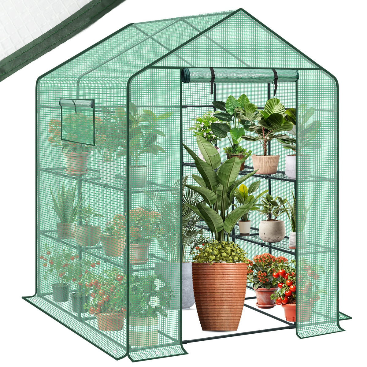 Sekey Foliengewächshaus 200x145x145 cm Balkon-Gewächshaus mit 10 Regalböden, Stabil & Ideal für gesundes Pflanzenwachstum Sekey