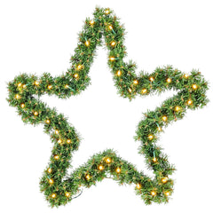 SALCAR PVC Christmas star with warm white LED string lights – 40 cm / 55 cm, with battery compartment &amp; timer, weatherproof for indoor and outdoor use