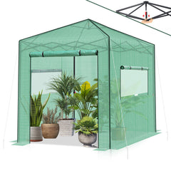Sekey Pop-Up Foliengewächshaus 240×240×180 cm Großes Gewächshaus mit One-Touch-System für schnellen Aufbau im Garten Sekey
