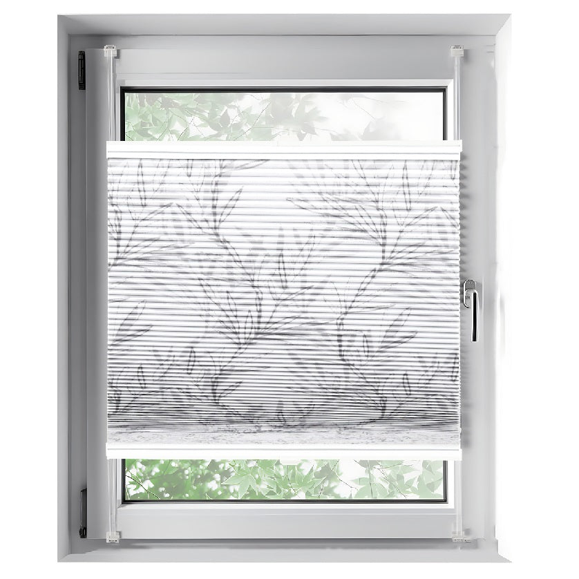Sekey Wabenplissee ohne Bohren, Verdunkelung, Rollo mit Blumen- & Blätterdruck, stilvolles Plissee für Fenster SEKEYMALL