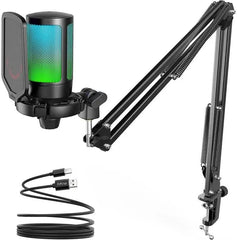 Fifine USB Kondensator Mikrofon mit Arm und Stummschalttaste, A6T Sekey