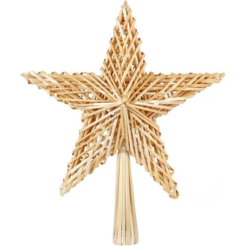 Salcar Christbaumspitze Strohstern Weihnachtsbaum Dekoration für Weihnachten, Tannenbaumspitze für den Christbaum, 25cm Salcar