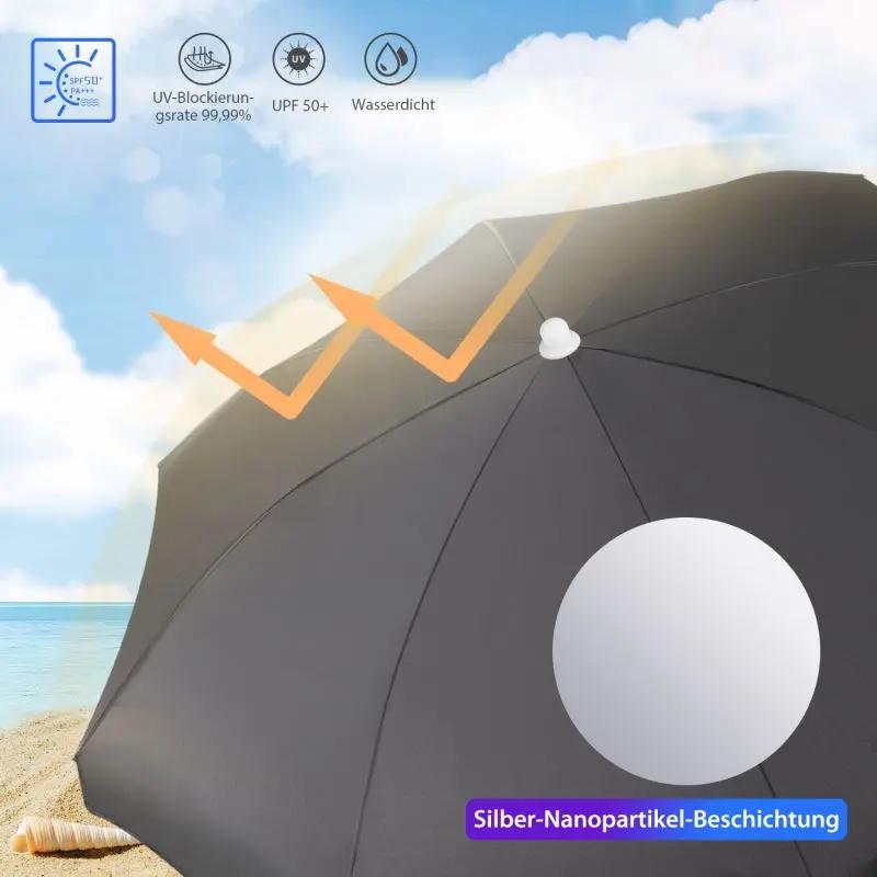 Sekey ∅ 180 cm Alu Strandschirm mit Schutzhülle und Bodenhülse, Sonnenschutz UV50+ Sekey
