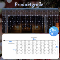 Salcar LED Eisregen Fenster Lichtervorhang – Kaltweiß, 8 Modi, Timer & Memory, IP44 Wasserdicht – Für Innen & Außen, Weihnachtsbeleuchtung für Fenster, Balkon & Wand (2m/3m/6m)