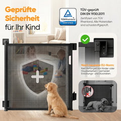 Sekey Ausziehbares Treppenschutzgitter 0–200 cm – TÜV-zertifiziertes Baby- & Haustiergitter, 97 cm hoch, ohne Bohren, für Treppe, Tür & breite Durchgänge