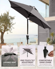 Sekey Rechteckiger Sonnenschirm 210×140 cm mit Kurbel & 30° Neigung – UV-Schutz 50+, Gartenschirm, Marktschirm, stabiler Terrassenschirm für Garten & Balkon