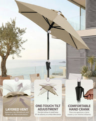 Sekey Rechteckiger Sonnenschirm 210×140 cm mit Kurbel & 30° Neigung – UV-Schutz 50+, Gartenschirm, Marktschirm, stabiler Terrassenschirm für Garten & Balkon