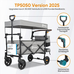 Sekey 150KG Foldable Wagon with Canopy, Children's Handcart, 5050 