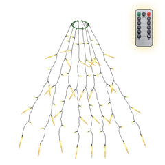 SALCAR LED Christmas Tree String Lights with Sparkling Icicles – Warm &amp; Cool White, 11 Modes, Timer &amp; Remote Control, IP44 Waterproof for Indoor &amp; Outdoor Use
