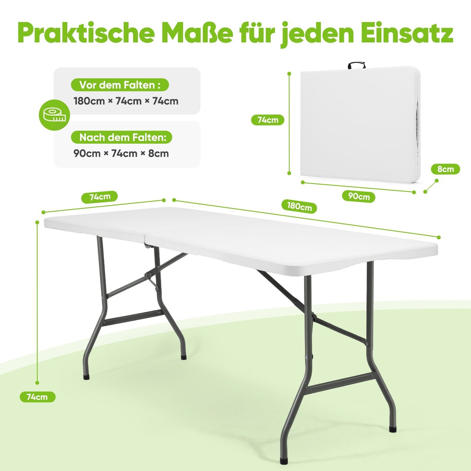 Sekey Klapptisch Gartentisch klappbar – Rattan-Optik/Glatt, wetterfest & tragbar, ideal für Balkon, Garten & Party Sekey