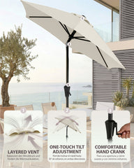 Sunula Sonnenschirm Rechteckig mit Kurbelsystem – stabiler 38 mm Stahlrohr Gartenschirm mit Neigefunktion, UV-Schutz Marktschirm für Balkon, Terrasse & Garten