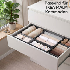 Sekey Schubladen-Organizer 12er Set – Faltbare Kleiderschrank Organizer aus Vliesstoff mit stabiler Bodenplatte, Aufbewahrungsboxen für Unterwäsche, Socken, Kleidung & Accessoires