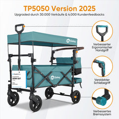 Sekey 150KG Foldable Wagon with Canopy, Children's Handcart, 5050 