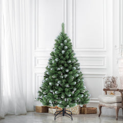 SALCAR Artificial Christmas Tree with Snow – 120/150/180/210 cm Christmas Tree, Deceptively Realistic, with Metal Stand, PVC Christmas Tree for Indoor &amp; Outdoor Use