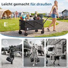 Sunula K2 Bollerwagen 120 L – Faltbarer Handwagen mit 80 kg Tragkraft, 360°-Rädern & Bremse, 4-seitig klappbar  Produktbeschreibung