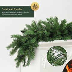 Salcar Künstliche Weihnachtsgirlande 3 m/5 m – Realistische Tannengirlande aus PE & PVC, Grün, Flexibel, Pflegeleicht & Wiederverwendbar, Für Innen & Außen