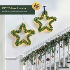 SALCAR PVC Christmas star with warm white LED string lights – 40 cm / 55 cm, with battery compartment &amp; timer, weatherproof for indoor and outdoor use