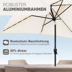 Sekey Sonnenschirm 300 x 200 cm Rechteckig Gartenschirm mit LED-Solar-Beleuchtung Sekey