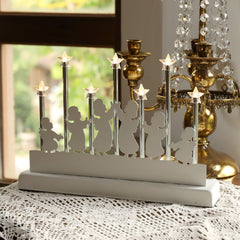 SALCAR LED Light Arch with 7 Stars &amp; 6 Angels – Warm White Light, Battery Operated with Timer – Christmas Decoration for Table &amp; Window, approx. 32 cm