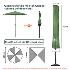 Sekey 190 x 30/50 cm Schutzhülle für 350 cm Sonnenschirm, aus Polyester-Gewebe