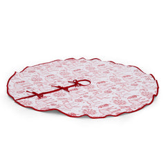 Salcar Double-Sided Embroidered Christmas Tree Skirt in Red and White – Double-Sided Christmas Tree Skirt with Reindeer &amp; Snowflake Motif