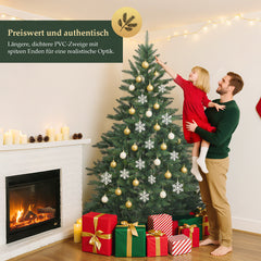 SALCAR Artificial Christmas Tree with Wooden Stand, 150/180/210 cm, Realistic PVC Christmas Tree, Easy-Care &amp; High-Quality Indoor Christmas Decoration