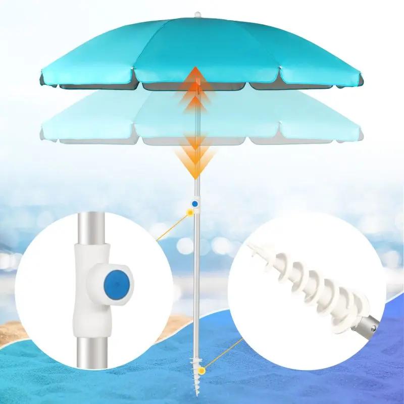 Sekey ∅ 180 cm Alu Strandschirm mit Schutzhülle und Bodenhülse, Sonnenschutz UV50+ Sekey