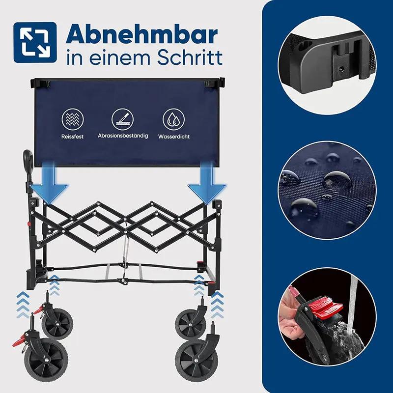 Sunula 80L / 100KG Faltbarer Bollerwagen, mit Bremsen, Halbiertem Eigengewicht Sekey
