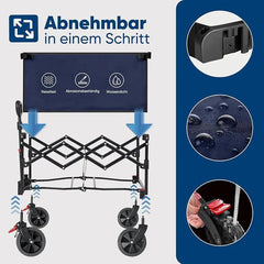 Sunula 80L / 100KG Faltbarer Bollerwagen, mit Bremsen, Halbiertem Eigengewicht Sekey