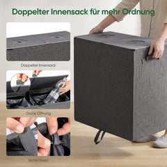 Sekey Pfandflaschen Sammelbehälter 160L mit 2 Innenbeuteln, Großer Flaschenkorb für Leergut & Dosen, Pfandsammler mit Doppel-Einwurföffnung und Schultergurten, Recycling Aufbewahrung für Küche, Keller & Garage