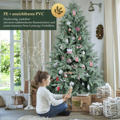 Salcar Künstlicher Weihnachtsbaum aus PE & unsichtbaren PVC-Spitzen – Natürliche graugrüne Tanne mit Schnellaufbau-Klappsystem & stabilem Metallständer (150 cm / 180 cm / 210 cm)