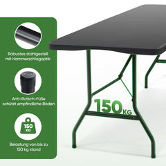 Sekey Klapptisch 152x70x74 cm – Robuster Buffettisch aus Kunststoff, tragbar mit Griff, wetterfest & faltbar – Campingtisch, Partytisch, Gartentisch für 4 Personen Sekey