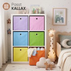 Sekey Aufbewahrungsboxen Stoff 6er Set 33x33x33 cm – Faltbare Ordnungsboxen für KALLAX Regal, Aufbewahrungswürfel mit Grifföse für Spielzeug, Kleidung und Bücher