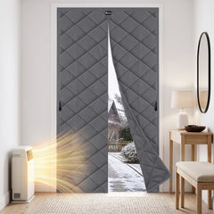 Sekey Thermo Türvorhang mit Magnetverschluss, Baumwoll-Polyester Türvorhang, Wärmeschutz & Energiesparvorhang, Zugluftstopper, Klettverschluss ohne Bohren, für Winter