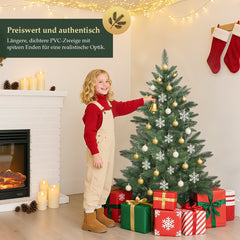 SALCAR Artificial Christmas Tree with Wooden Stand, 150/180/210 cm, Realistic PVC Christmas Tree, Easy-Care &amp; High-Quality Indoor Christmas Decoration
