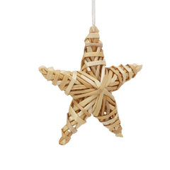 SALCAR Set of 12 Straw Stars for Hanging – Handmade natural five-pointed stars made of straw, sustainable Christmas tree decorations for Christmas tree &amp; Advent decoration