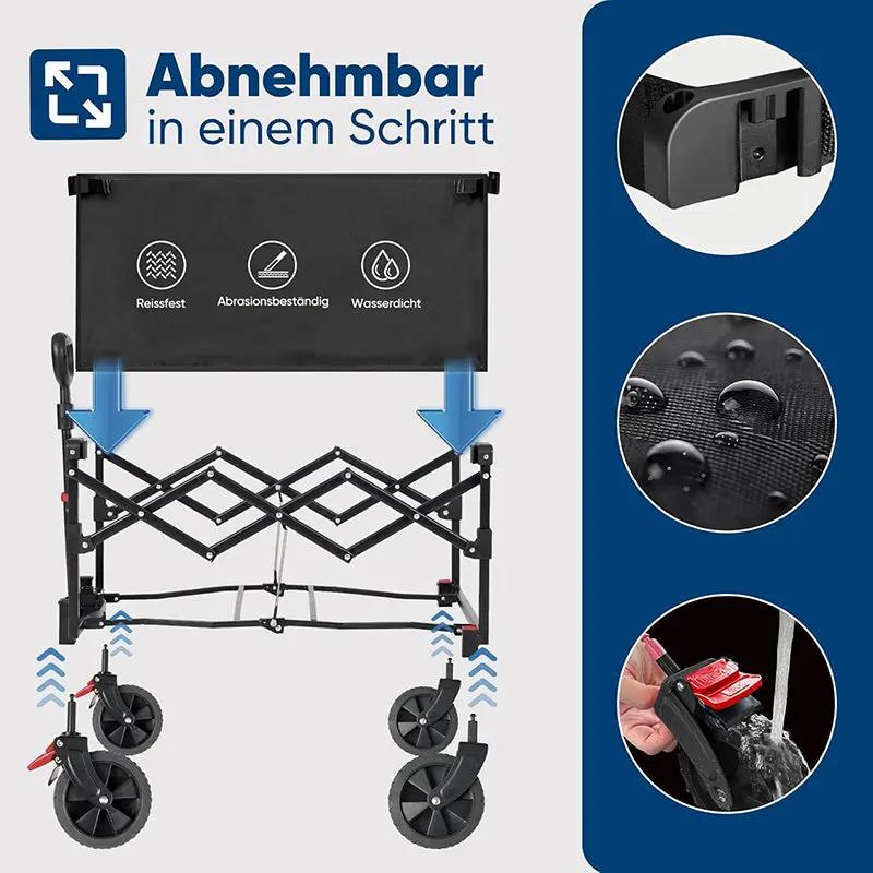 Sunula 80L / 100KG Faltbarer Bollerwagen, mit Bremsen, Halbiertem Eigengewicht Sekey