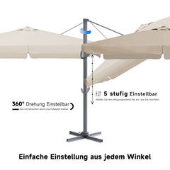Sekey 300 cm x 300 cm Ampelschirm, Sonnenschutz UV50+