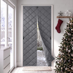 Sekey Thermo Türvorhang mit Magnetverschluss, Baumwoll-Polyester Türvorhang, Wärmeschutz & Energiesparvorhang, Zugluftstopper, Klettverschluss ohne Bohren, für Winter